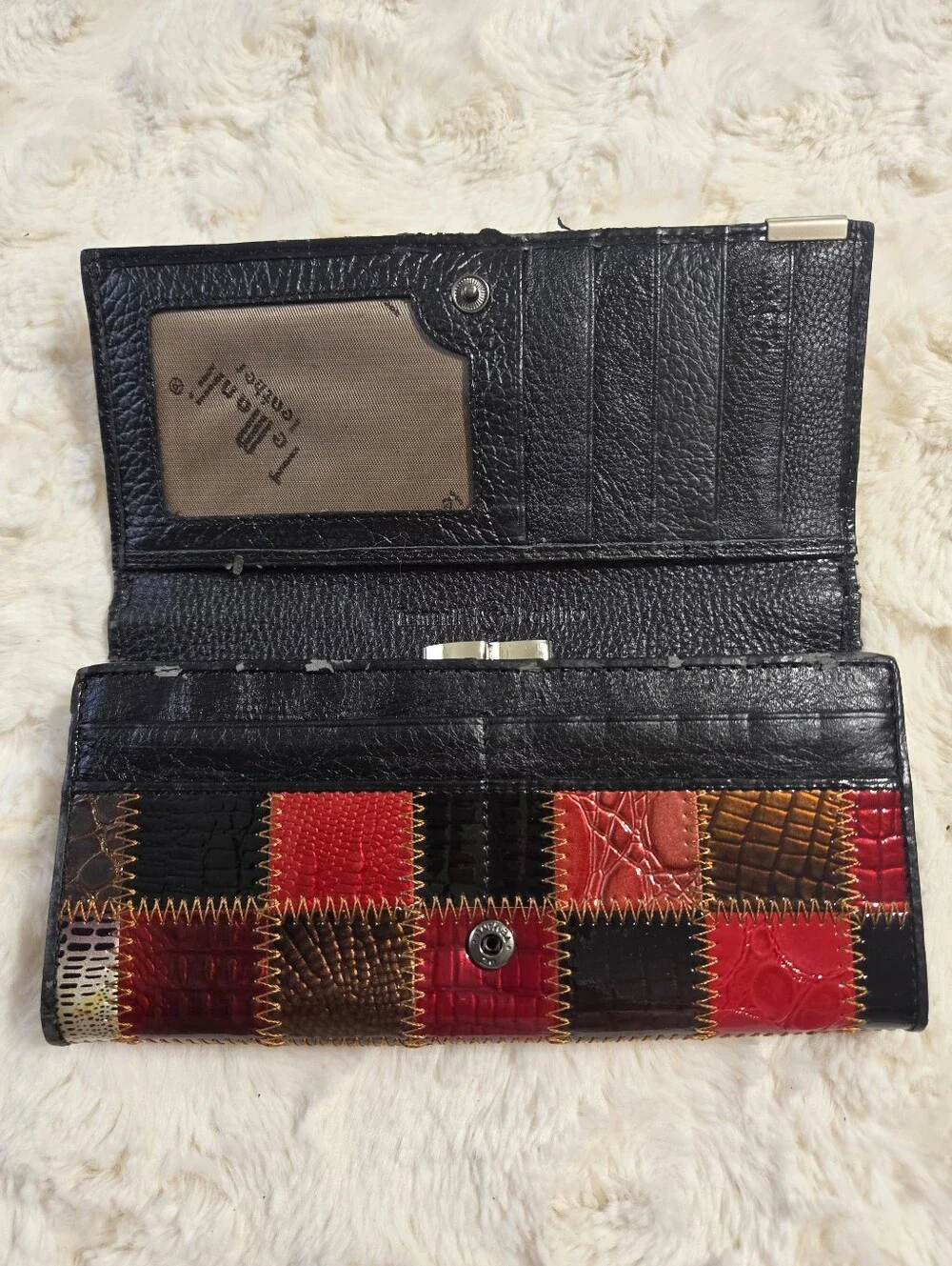 TeManli - Vintage Genuine Leather Patchwork Wallet